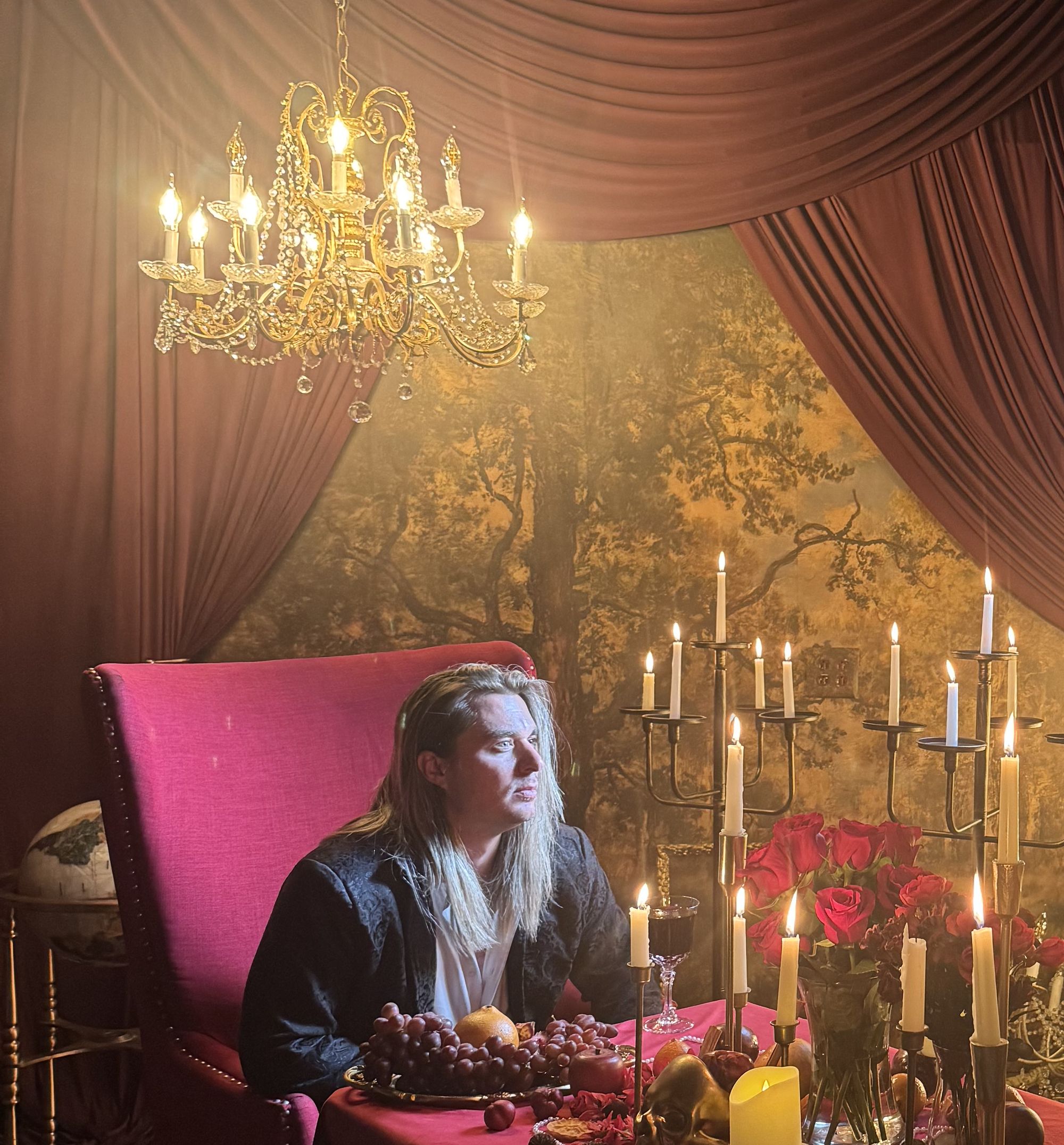Jay Putty in the red velvet banquet room